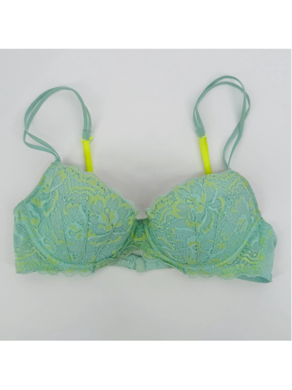 PINK Victoria's Secret Bra 34C Blue Neon Green Multi-Way
